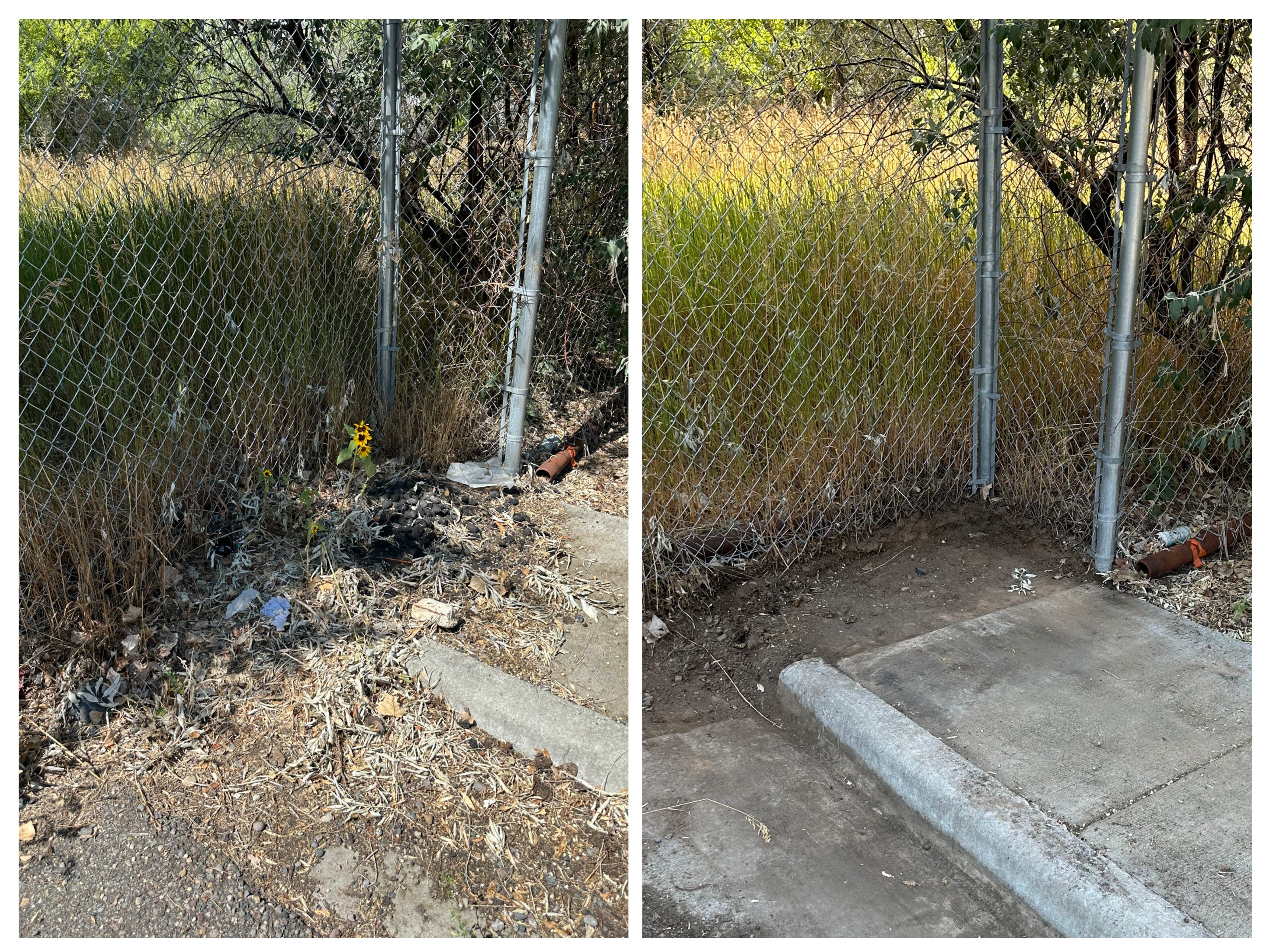 Apartment fence cleanup before and after in Riverton, Wyoming