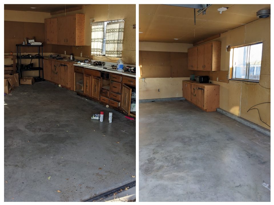 Light demolition garage cleanout before and after, Riverton, Wyoming